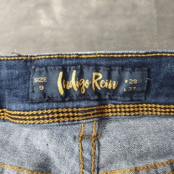 Indigo Rein Women Distressed Skinny Casual Jeans Size 9 W28 L27 Stretch Mid Rise - Picture 2 of 10